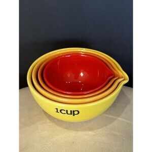 Vintage Anthropologie Nesting Ceramic Measuring Cups Set Of 4
